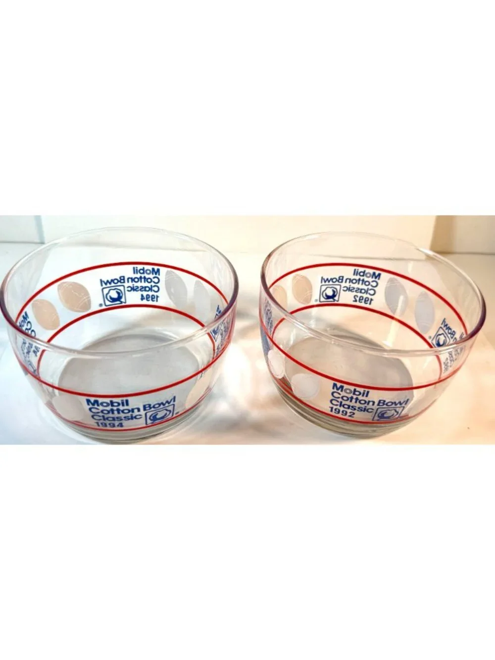 Vintage Football Mobil Cotton Bowl Classic 1994 Glass Snack Candy Cereal Bowl